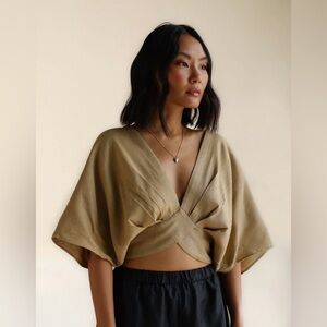 FARA Boutique Alice Crop Top in Camel